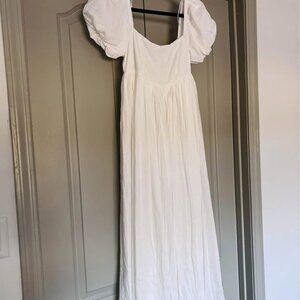 Cottagecore MABLE Boutique Puff Sleeve Midi Dress - Off White; Size S
